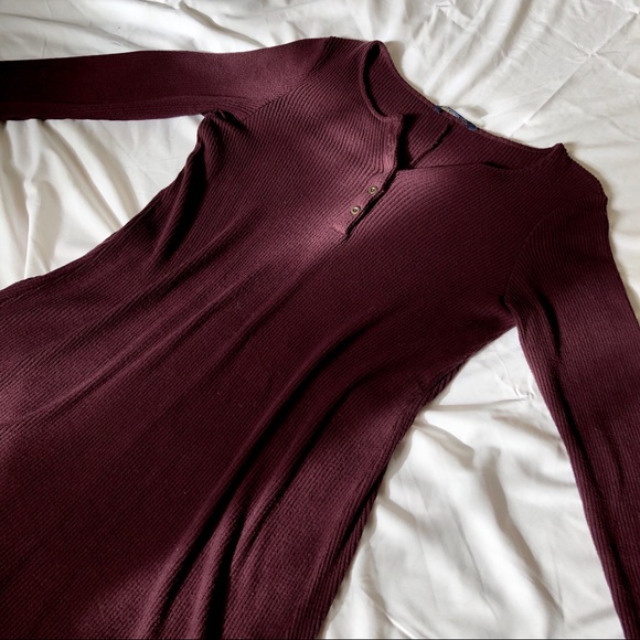 AE Ribbed Burgundy Dress - Picture 2 of 7